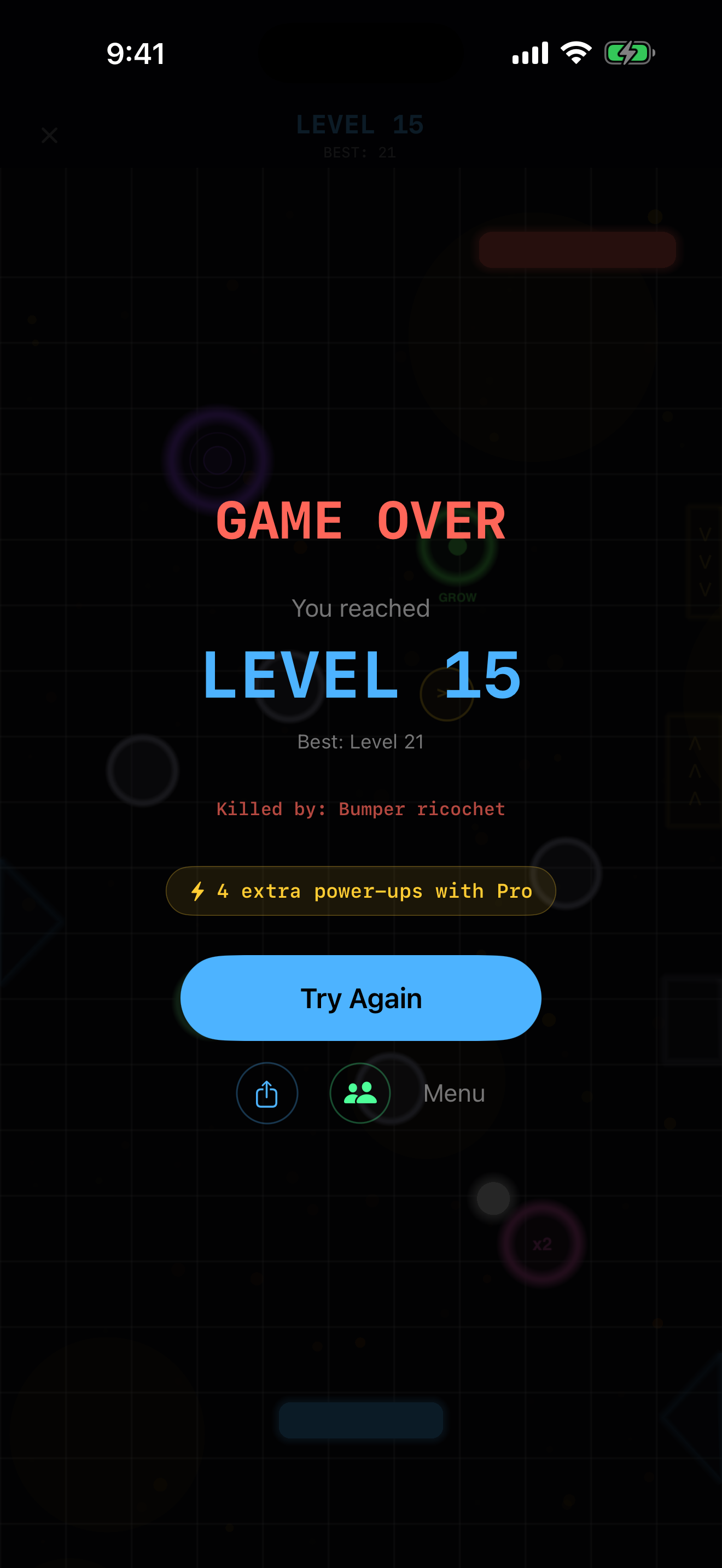Game over screen